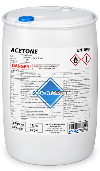 Acetone technical grade, 55 gallon drum