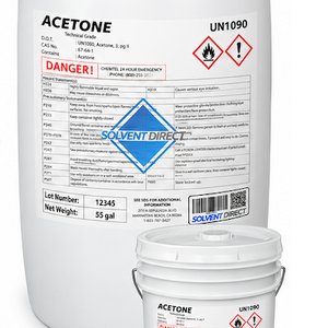 Acetone technical grade, 55 gallon drum and 5 gallon pail